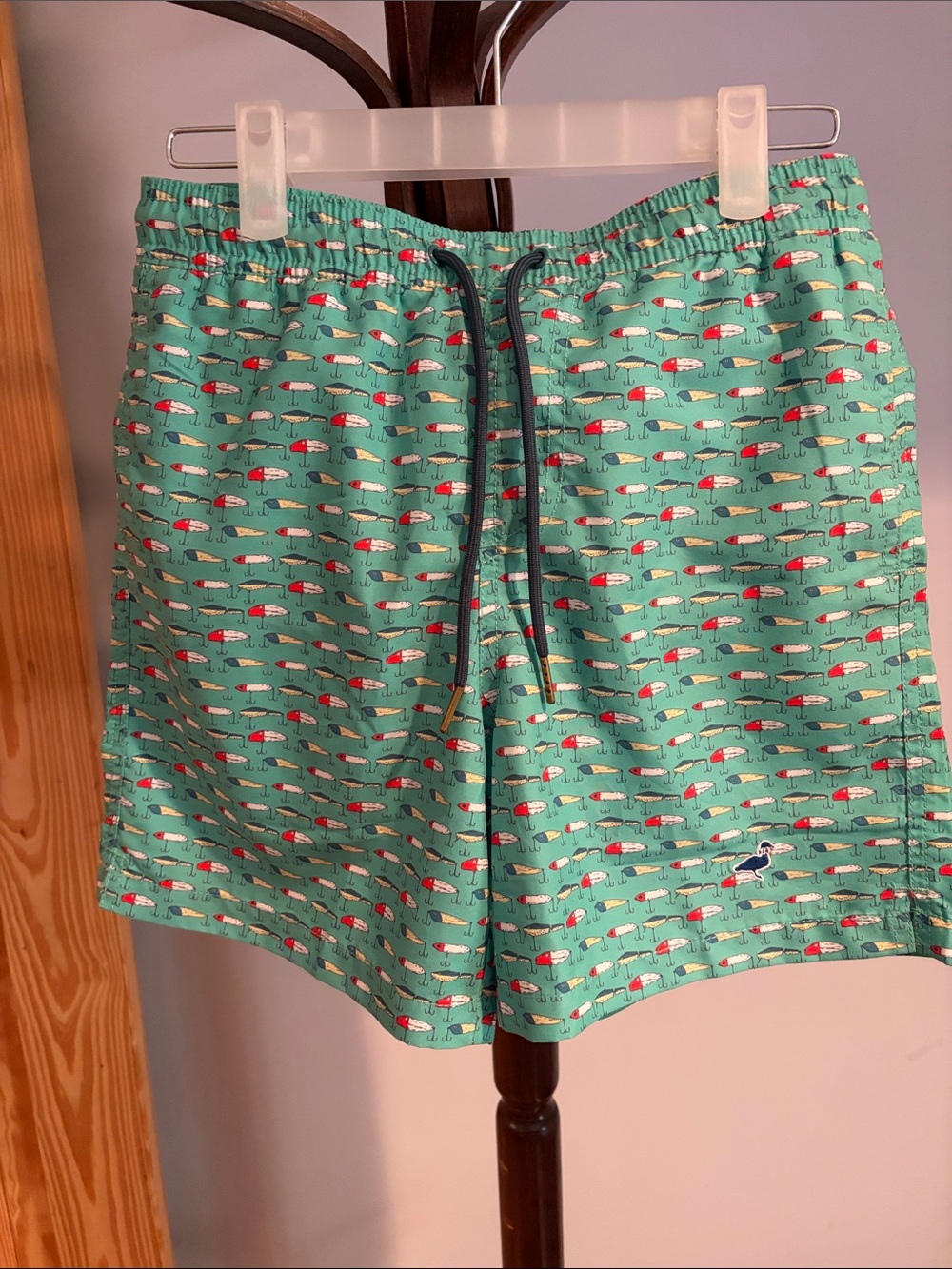 Boys Green Properly Tied Swim Trunks - Signature Embroidered Logo